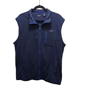 Chaps Sport Mens Fleece Vest Navy Blue Full Zip Large Inside Pocket